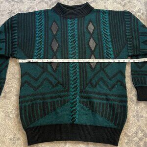 Vintage 90s Street Scenes Sweater with faux leather detail